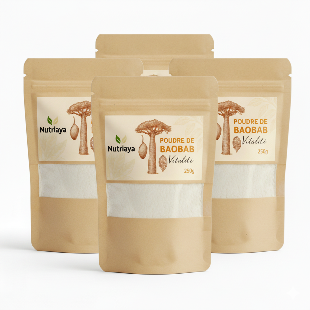 Poudre de Baobab Bio - Pulpe de Fruit Naturelle, Riche en Fibres