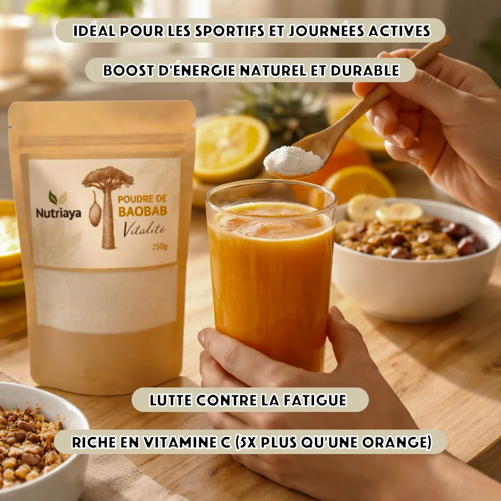 Poudre de Baobab Bio - Pulpe de Fruit Naturelle, Riche en Fibres